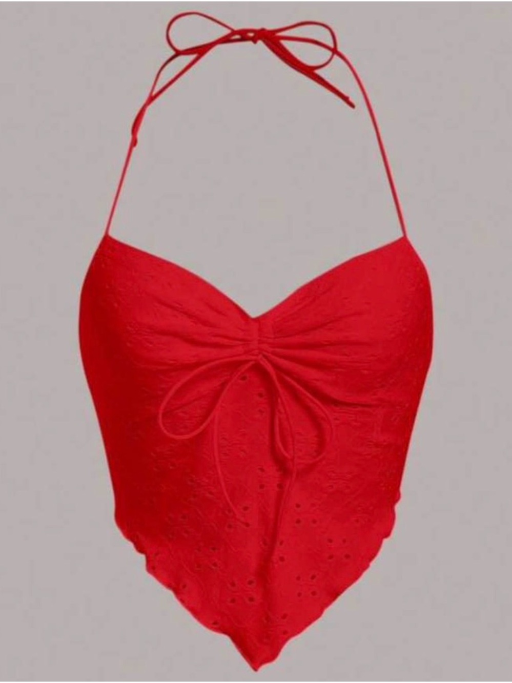 SHEIN Red Halter Handkerchief Crop Top
